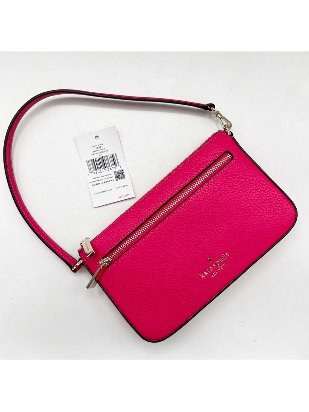kate spade leila pebbled leather convertible bikini pink small handbag wristlet